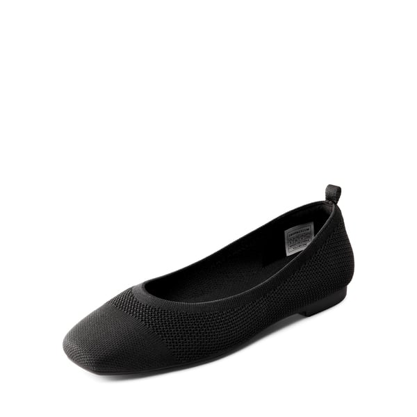  Square Toe Knit Sustainable Flats - BLACK -  0