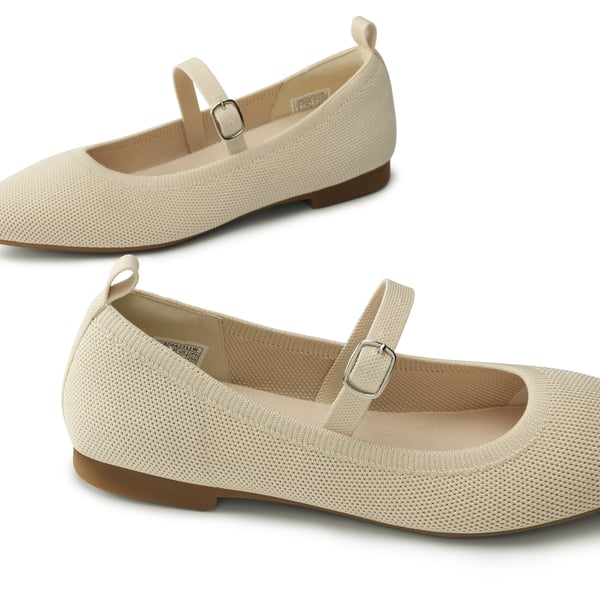 Knitted Washable Flats With Straps  - APRICOT - 4