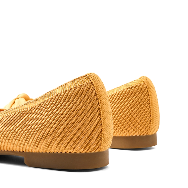 Elegant Pointed Toe Bow Knitted Flat Shoes - YELLOW - 6