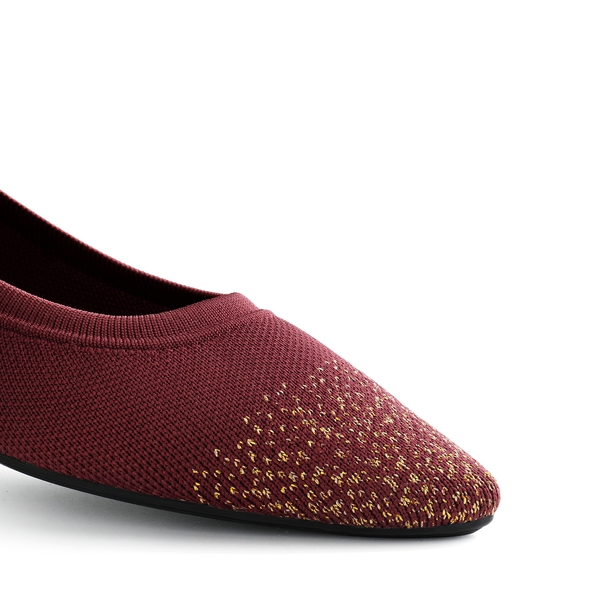  Lightweight Pointed Toe Sparkly Flats - BURGUNDY - 6