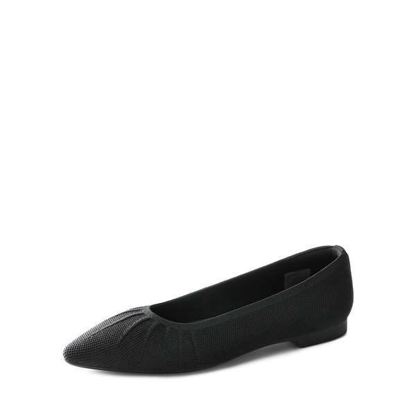 Pointed Toe Flats With Knitted Sunray Design   - BLACK -  0