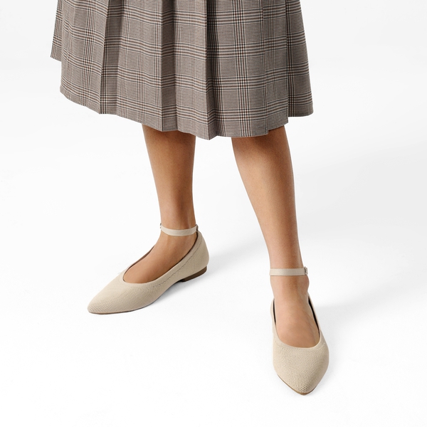 Knitted Washable Flats With Straps  - NUDE - 1