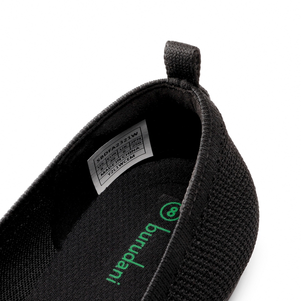  Square Toe Knit Sustainable Flats - BLACK - 6
