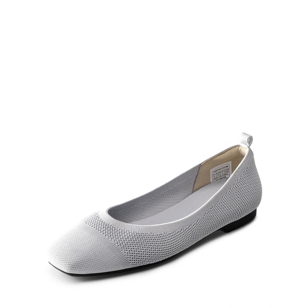  Square Toe Knit Sustainable Flats - GREY -  0