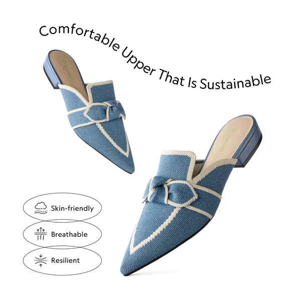  Knit Mules With A Classic Pointed Toe - DENIM BLUE - 2