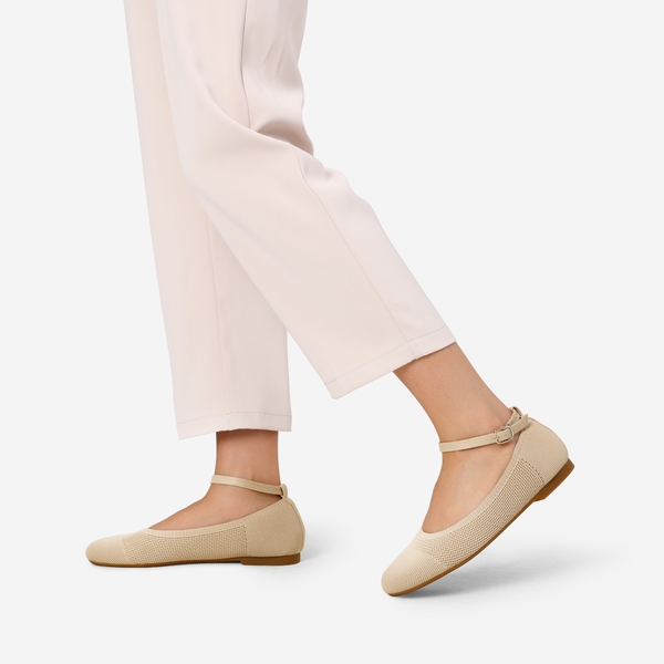 Elegant Removable Ankle Strap Flats  - NUDE - 1