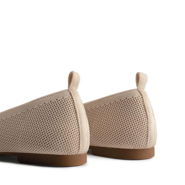  Square Toe Knit Sustainable Flats - NUDE - 5
