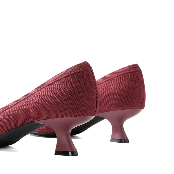 Knitted Pointed-Toe Kitten Heels - BURGUNDY - 4