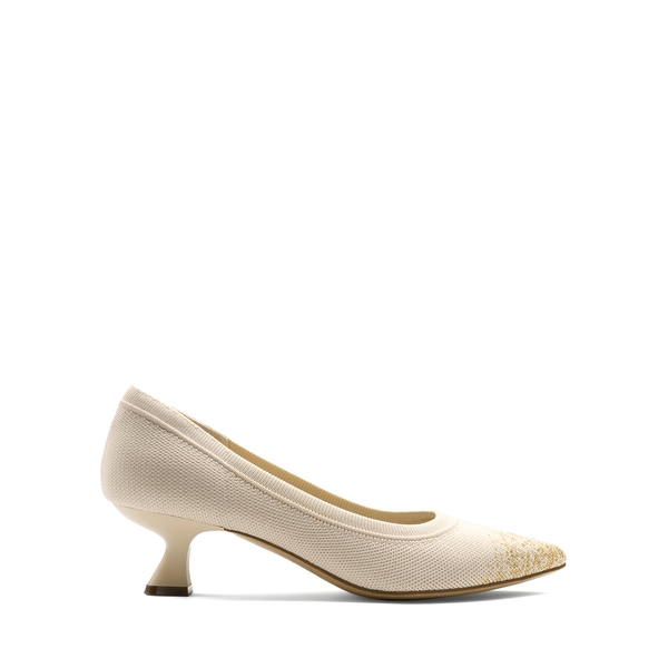 Knitted Pointed-Toe Kitten Heels - APRICOT - 6