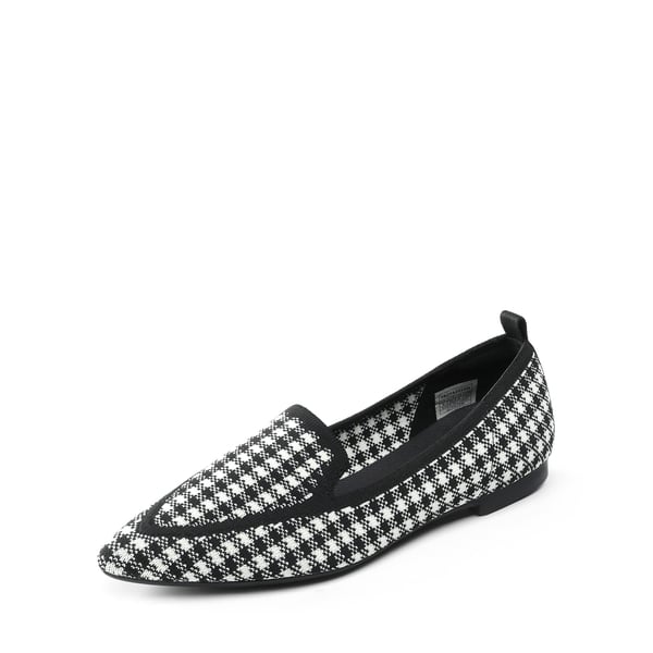 Flexible Pointed Toe Sustainable Loafers - BLACK PLAID -  0
