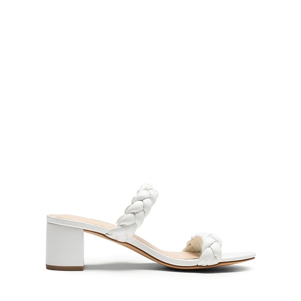 Braided Double-Strap Block Heel Sandals - WHITE - 1