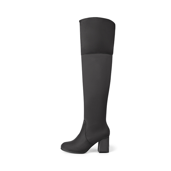 Block Heel Suede Over The Knee Boots - GREY - 2