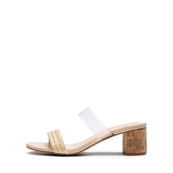 Braided Double-Strap Block Heel Sandals - CLEAR - 2