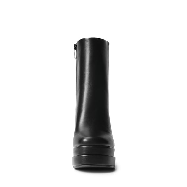Square Toe Platform Ankle Boots - BLACK - 4
