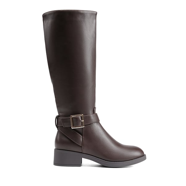 Side Zipper Knee High Riding Boots - BROWN - 3