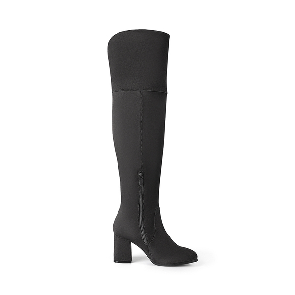 Block Heel Suede Over The Knee Boots - GREY - 3