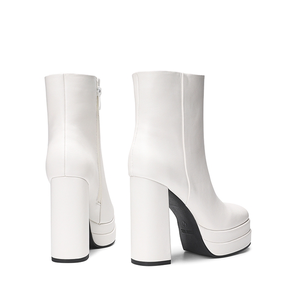 Square Toe Platform Ankle Boots - WHITE - 5