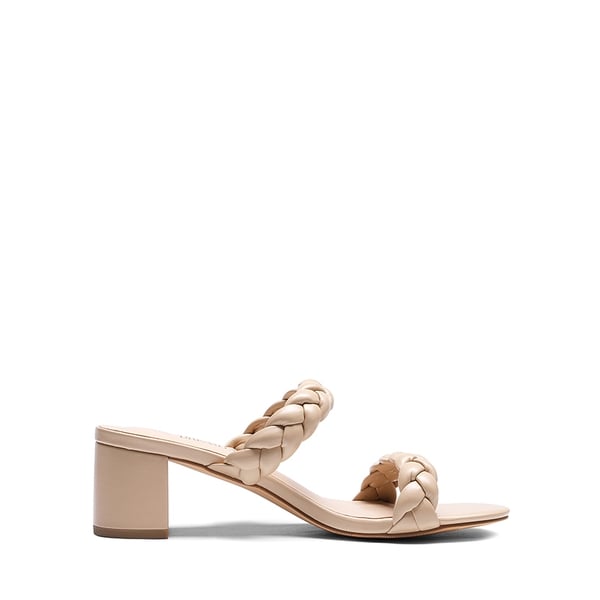 Braided Double-Strap Block Heel Sandals - NUDE - 1