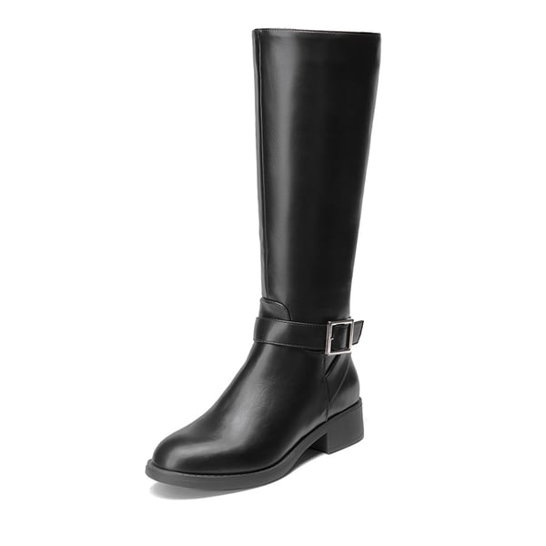 Side Zipper Knee High Riding Boots - BLACK -  0