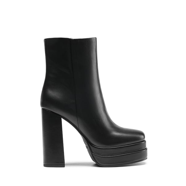Square Toe Platform Ankle Boots - BLACK - 3