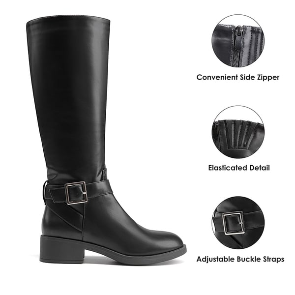 Side Zipper Knee High Riding Boots - BLACK - 6
