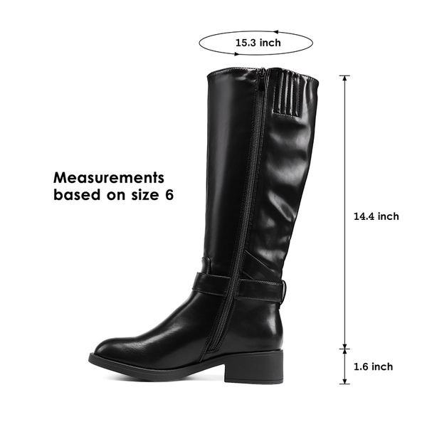 Side Zipper Knee High Riding Boots - BLACK-OIL SKIN - 5