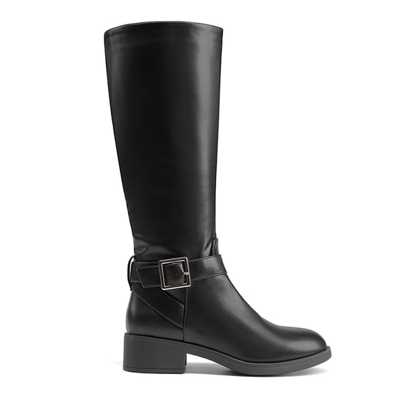 Side Zipper Knee High Riding Boots - BLACK - 2