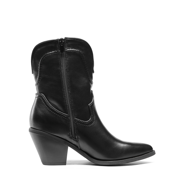 Pointed Toe Western Cowboy Mid Calf Boots - BLACK - 3