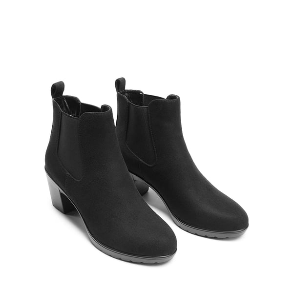 [Stand All Day Boots] Almond Toe Chunky Chelsea Boots - BLACK-SUEDE - 4