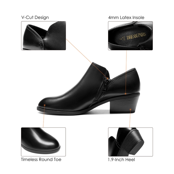Side Zip Slip On Booties - BLACK-PU - 6