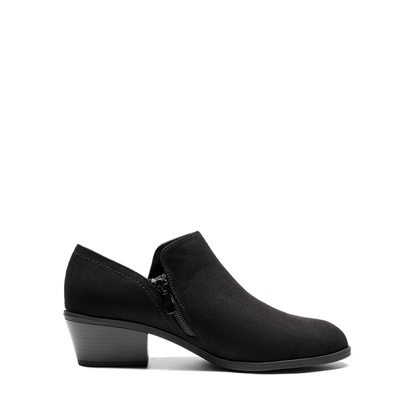 Side Zip Slip On Booties - BLACK-SUEDE - 2