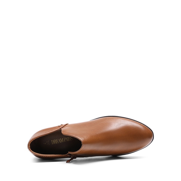 Side Zip Slip On Booties - BROWN-PU - 4