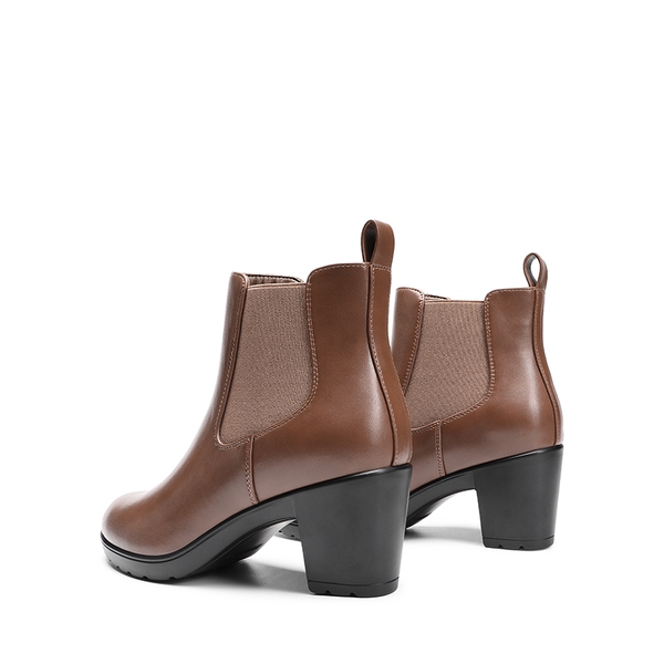 [Stand All Day Boots] Almond Toe Chunky Chelsea Boots - TAN-PU - 5