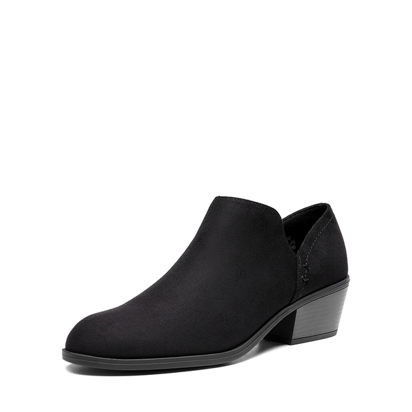 Side Zip Slip On Booties - BLACK-SUEDE -  0