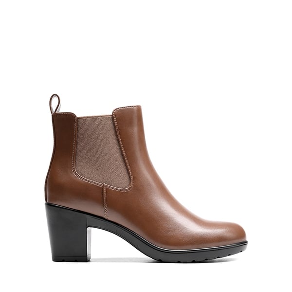 [Stand All Day Boots] Almond Toe Chunky Chelsea Boots - TAN-PU - 3