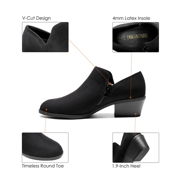 Side Zip Slip On Booties - BLACK-SUEDE - 6