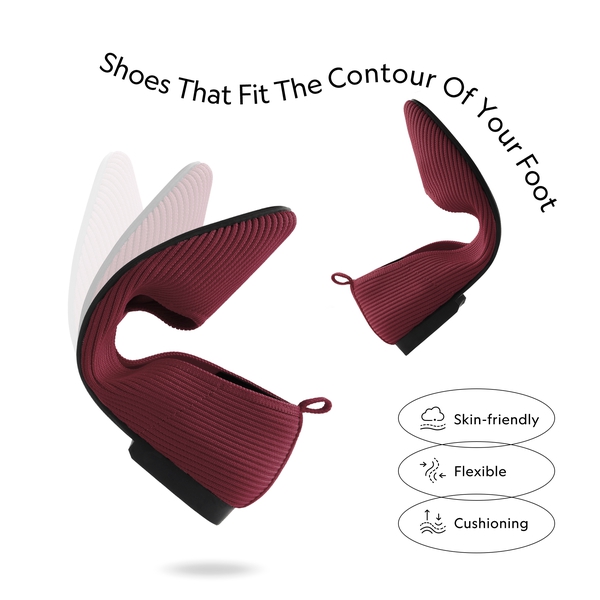 Non-Slip Pointed Toe Breathable Flats  - BURGUNDY - 3