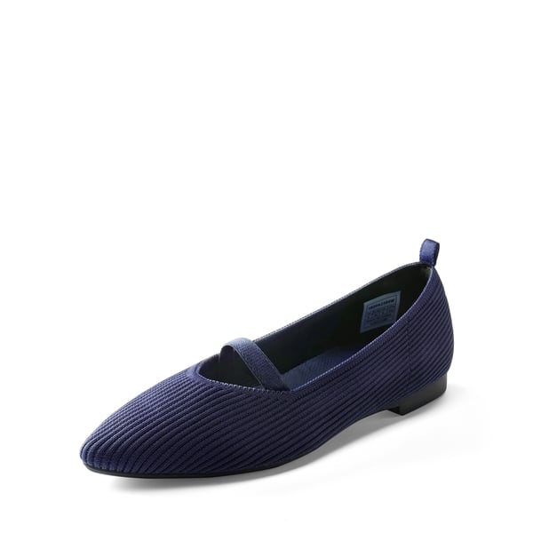 Non-Slip Pointed Toe Breathable Flats  - NAVY -  0