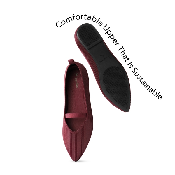 Non-Slip Pointed Toe Breathable Flats  - BURGUNDY - 2