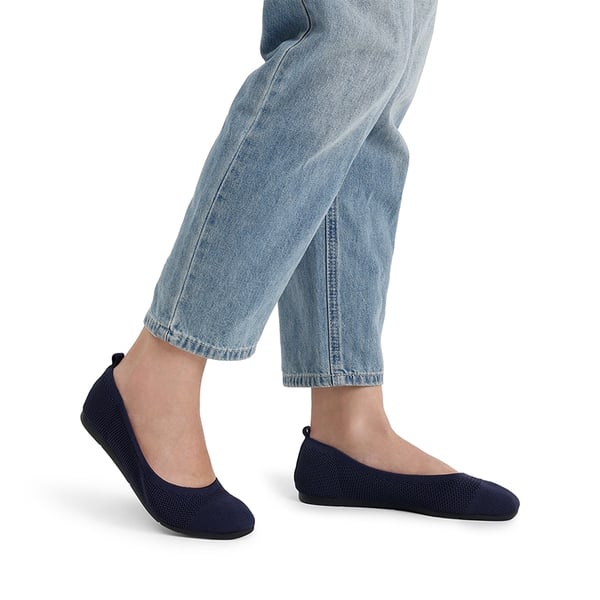 Breathable & Comfortable Square-Toe Flats  - NAVY - 1