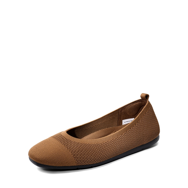 Breathable & Comfortable Square-Toe Flats  - BROWN -  0
