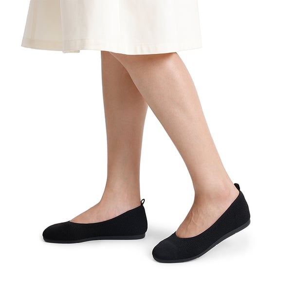 Breathable & Comfortable Square-Toe Flats  - BLACK - 1
