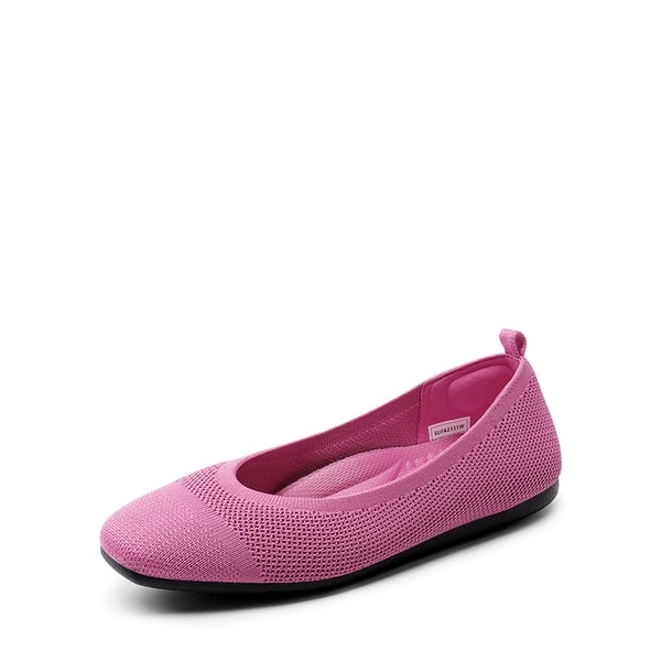 Breathable & Comfortable Square-Toe Flats  - HOT PINK -  0