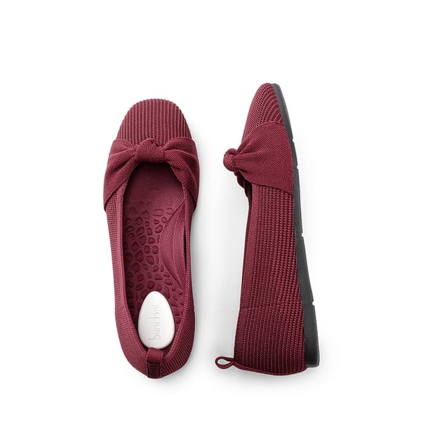 Machine Washable Knit Bow Flats - BURGUNDY - 4