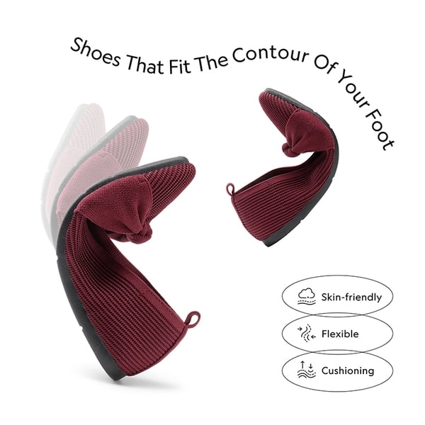 Machine Washable Knit Bow Flats - BURGUNDY - 3