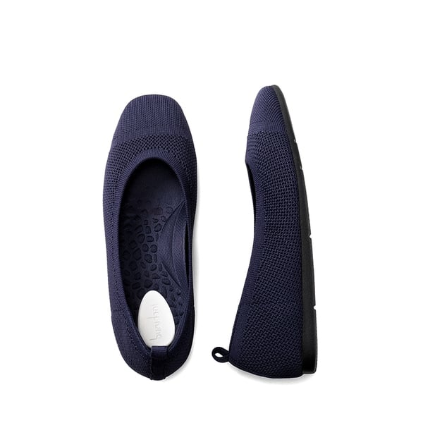 Breathable & Comfortable Square-Toe Flats  - NAVY - 4