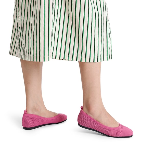 Breathable & Comfortable Square-Toe Flats  - HOT PINK - 1