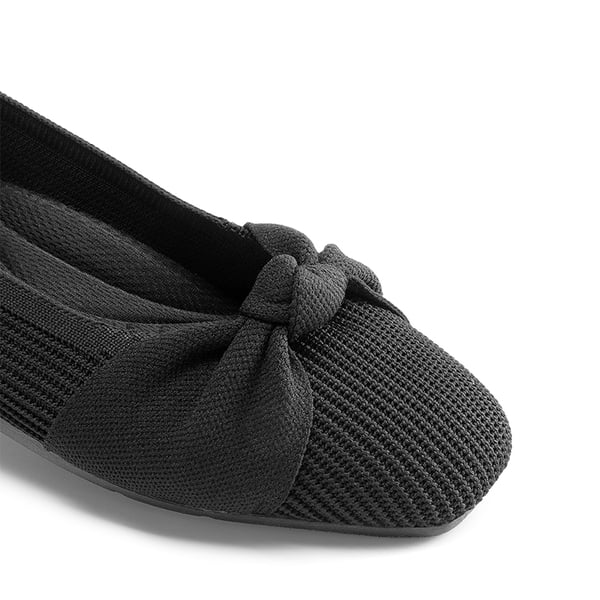 Machine Washable Knit Bow Flats - BLACK - 7