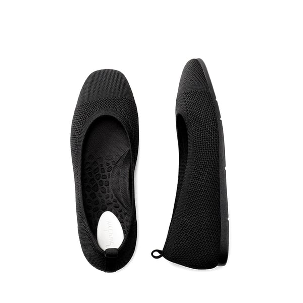 Breathable & Comfortable Square-Toe Flats  - BLACK - 4