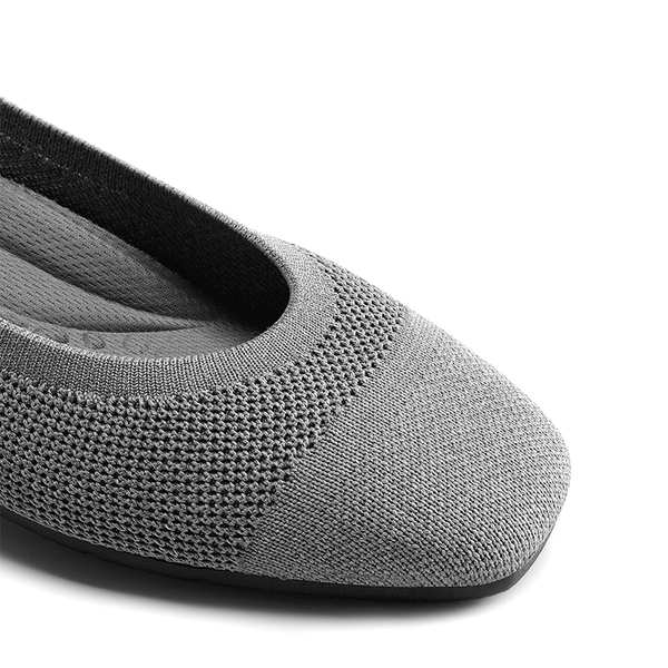 Breathable & Comfortable Square-Toe Flats  - GREY - 7